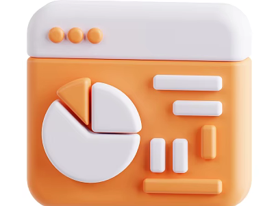 Modern Decorative Ornament Set With Orange White Pie Chart And Bar Charts Design 3d model