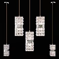 Multiple Modern Crystal Chandeliers With Geometric Square Design Hanging In Space 3d model