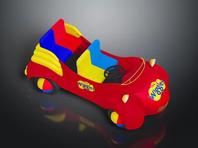 Red Children's Play Car Furniture With Yellow Blue Seats Colorful Wheels And WEEHA Lettering 3d model