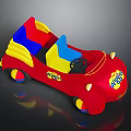 Red Children's Play Car Furniture With Yellow Blue Seats Colorful Wheels And WEEHA Lettering