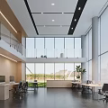 Bright Modern Open Office With High Ceilings Large Floor To Ceiling Windows And Comfortable Workstations