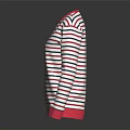 Stylish Long Sleeve Crew Neck Sweater With Red and White Stripes And Pink Cuffs Neckline