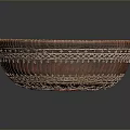 Handwoven Decorative Storage Basket With Brown Orange Textured Woven Pattern 3d model