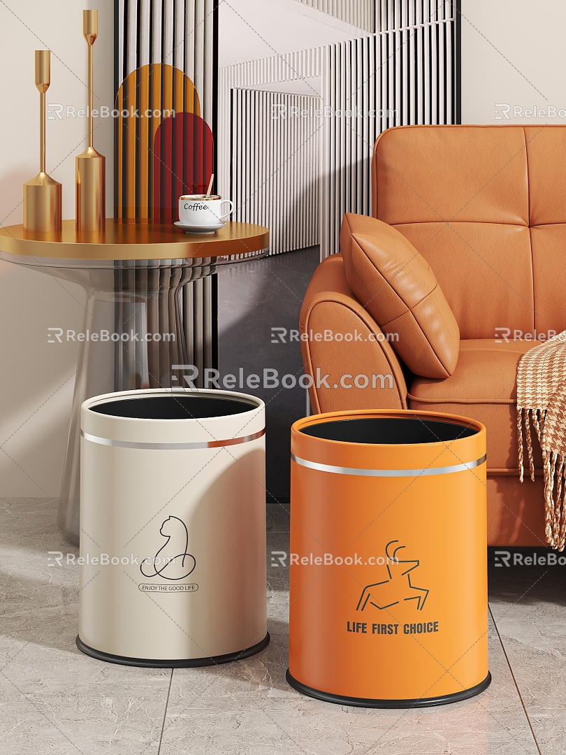 Light Luxury Trash Can Two-Person Sofa 3d model