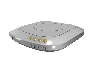 Gray Tabletop Household Appliance With Circular Top And Golden Buttons 3d model