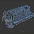 Industrial Building Structure Model With Metal Framework Grid Roof And Base Platform