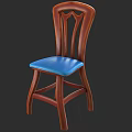 Comfortable Leisure Chair With Wooden Frame And Blue Padded Seat Featuring Unique Backrest Design