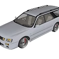 Silver Station Wagon Car With Roof Rack And Sporty Wheels