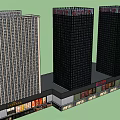 Modern Commercial Complex With High Rise Buildings Podium And Retail Shops