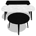 Modern Coffee Tables With White Marble And Black Tops In Oval Rectangular Round Shapes 3d model