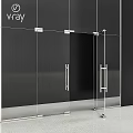 Modern Glass Shower Door With Silver Handle And Black Frame Design