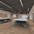 Modern Service Hall Interior With Reception Counter Waiting Area Seats And Wall Decorations