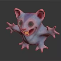 Cute 3D Fantasy Game Character With Pink Ears Blue Body Purple Eyes Open Arms