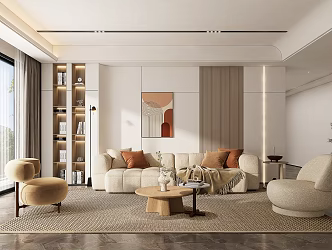 modern living room cream living room 3d model