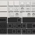 Modern Switch Panels with White and Black Designs Electrical Switches and Socket Combinations 3d model