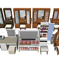 Multiple Dressing Tables With Mirrors Drawers Storage Stools And Makeup 3d model