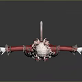 Anime Game Character With Cat Ears Red Coat White Dress Arms Outstretched Standing Pose