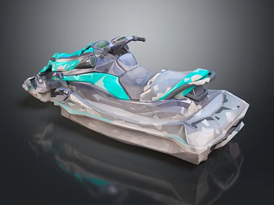 Sleek Modern Jet Ski In Teal And Gray With 3D Rendered Streamlined Design 3d model
