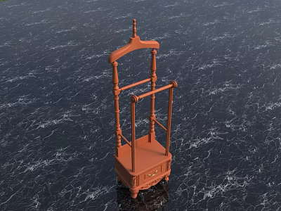 Vintage Wooden Coat Rack With Ornate Carved Details Top Finial And Stable Base Design 3d model