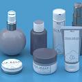 Modern Perfume and Skincare Collection with Lip Balm Face Mask Hand Cream Bottles