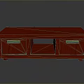 Contemporary Red Wooden TV Stand With Drawers And Open Shelf Design