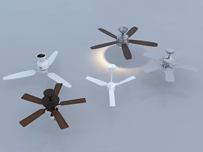 Air Conditioner Fans With Different Styles White Black And Silver Blade Designs 3d model