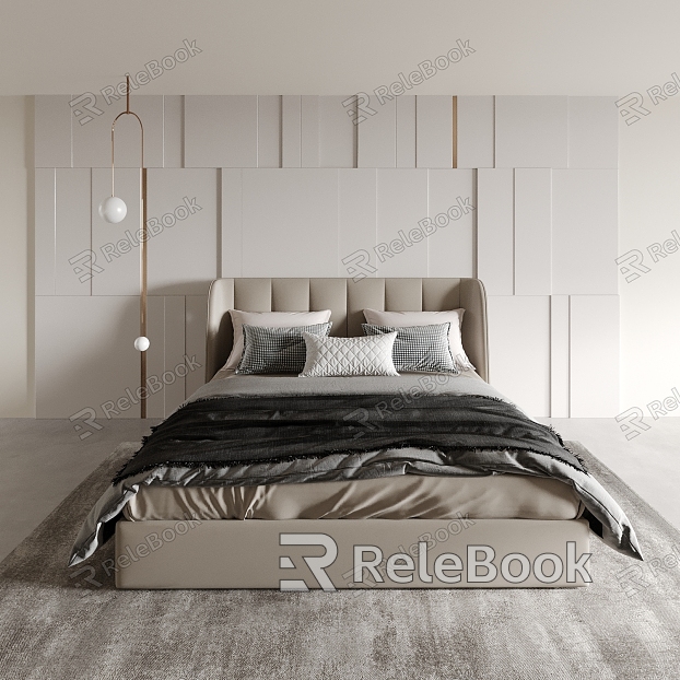 Bed Double Bed Bedroom Bed Hotel Queen Bed model