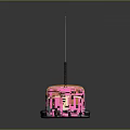Pink Bumper Car With Orange Seat And Black Base On Gray Background With Reflection