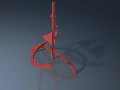 Modern Red Swing Door Design With Curved Frame And Metal Structure 3d model