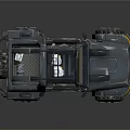 Futuristic Gray And Yellow Off Road Vehicle With Roof Equipment And Large Tires
