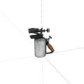 Vintage Metal Blowtorch With Orange Handle And Cylindrical Tank Design