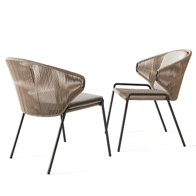 Modern Woven Leisure Chairs With Metal Legs And Padded Seats Design 3d model
