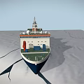 Aquarius Yacht Sailing On Icy Sea With Cracked Surface