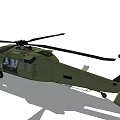 Green Military Helicopter With Rotors Open Door Cockpit And Landing Gear Details
