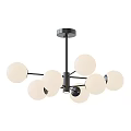 Modern Black Metal Chandelier with Multiple White Spherical Bulbs Design 3d model