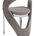 Modern Gray Single Chair With Hollow Backrest Padded Seat And Metal Legs