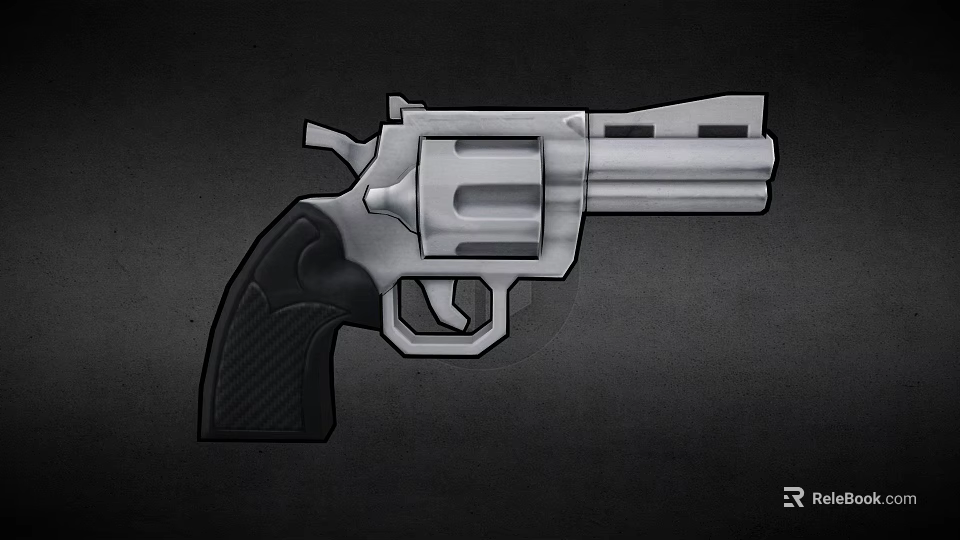 Black And White Inflatable Revolver Model With Detailed Decorative Design 3d model 