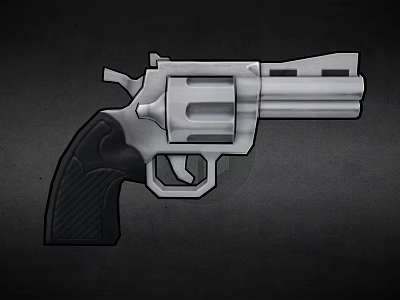 Black And White Inflatable Revolver Model With Detailed Decorative Design 3d model
