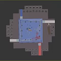 Indoor Boxing Ring With Boxers During Match Seating And Lighting Rig