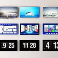 Multiple Modern TVs With Different Screen Displays And Digital Interfaces in Various Content Presentations 3d model
