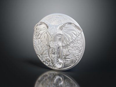 Southeast Asia Silver Coin Elephant Medal Copper Gold Coin 3d model