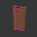 Classic Oak Wooden Cabinet With Single Door Decorative Lines And Top Surface