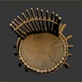 Handwoven Rattan Single Chair with Striped Backrest Curved Seat and Natural Tone