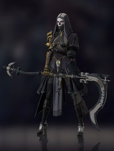 Necromancer Female Death Game Role Cyberpunk 3d model Necromancer Female Death Game Role Cyberpunk 3d model