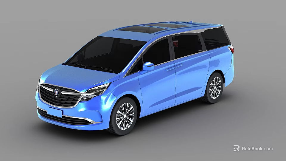 Blue Modern MPV Car With Sleek Exterior Sunroof And Family Design 3d model 