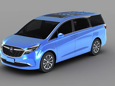 Blue Modern MPV Car With Sleek Exterior Sunroof And Family Design 3d model
