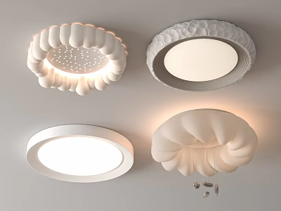 Modern White Ceiling Lights Featuring Various Stylish Decorative Designs And Minimalist Details 3d model