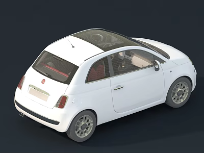 White Two Door Compact Car With Panoramic Sunroof And Silver Alloy Wheels 3d model