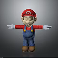 Mario Character 3D Model With Red Hat Blue Overalls And Outstretched Arms 3d model