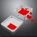 Electronic Electrical Device Enclosure With White Plastic Casing And Red Internal Components